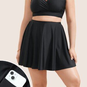 BloomChic Plus Size 2XL Solid Pocket Ruffles Swim Skirt us18-20